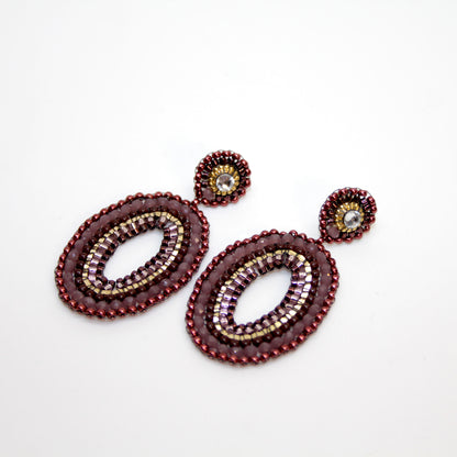 Oval chic burgundy Ohrring