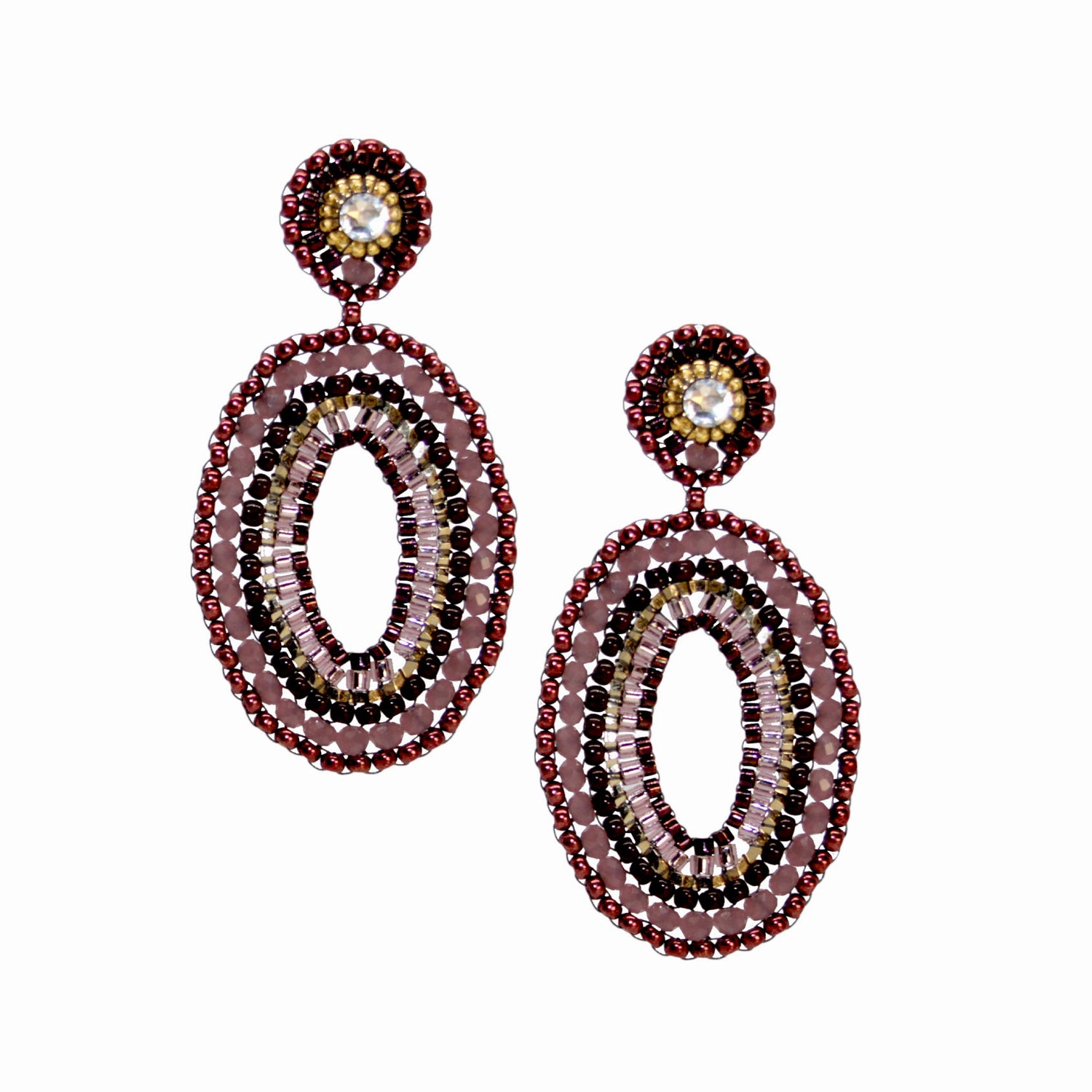 Oval chic burgundy Ohrring