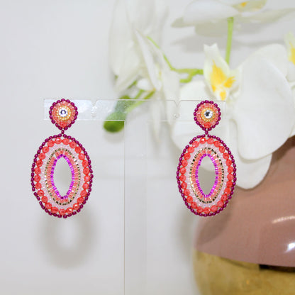 Oval chic orange pink Ohrring